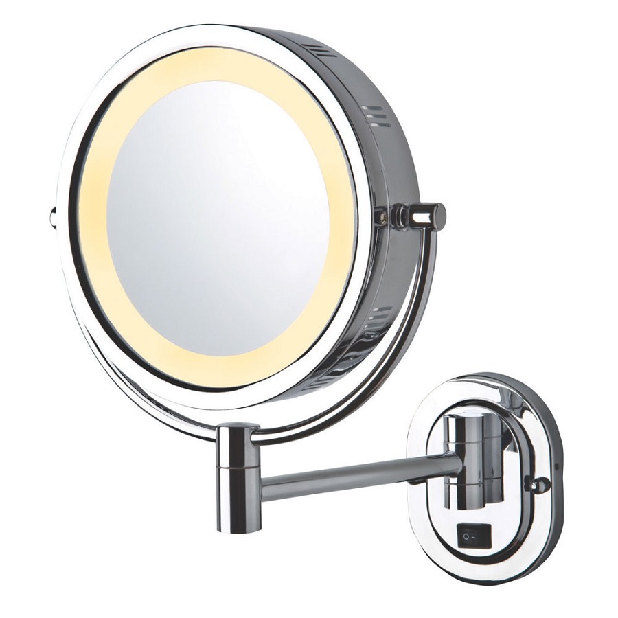 Jerdon HL165CD 8' LED Lighted Wall Mount Mirror Extends 9.5' 1X-5X Magnification Direct Wire Chrome 4 Per Case Price Per Each 