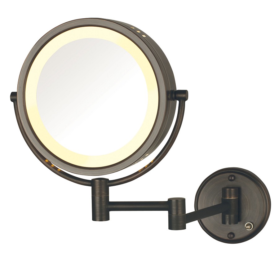 Jerdon HL75BZD 8.5' Lighted Wall Mount Mirror Extends 13.5' 1X-8X Magnification Direct Wire Bronze 4 Per Case Price Per Each 