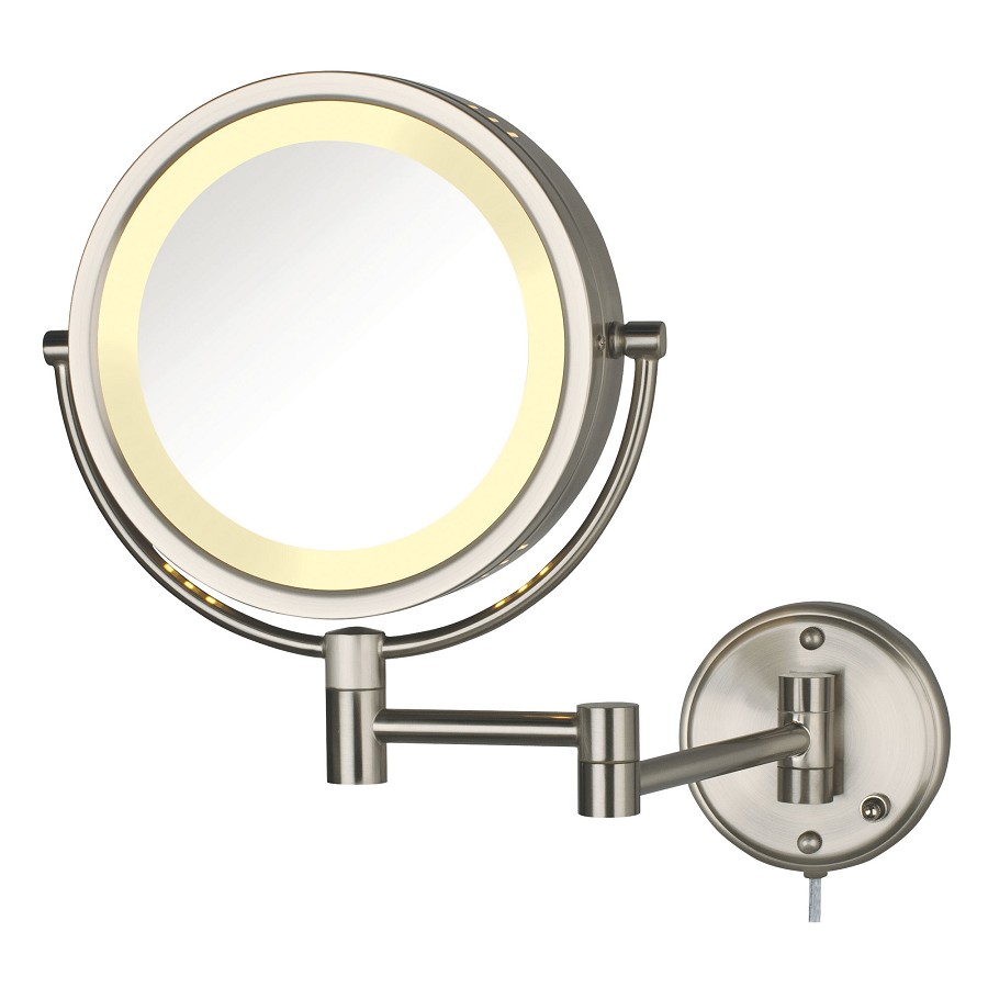 Jerdon HL75N 8.5' Lighted Wall Mount Mirror 1X-8X Magnification Nickel 4 Per Case Price Per Each 