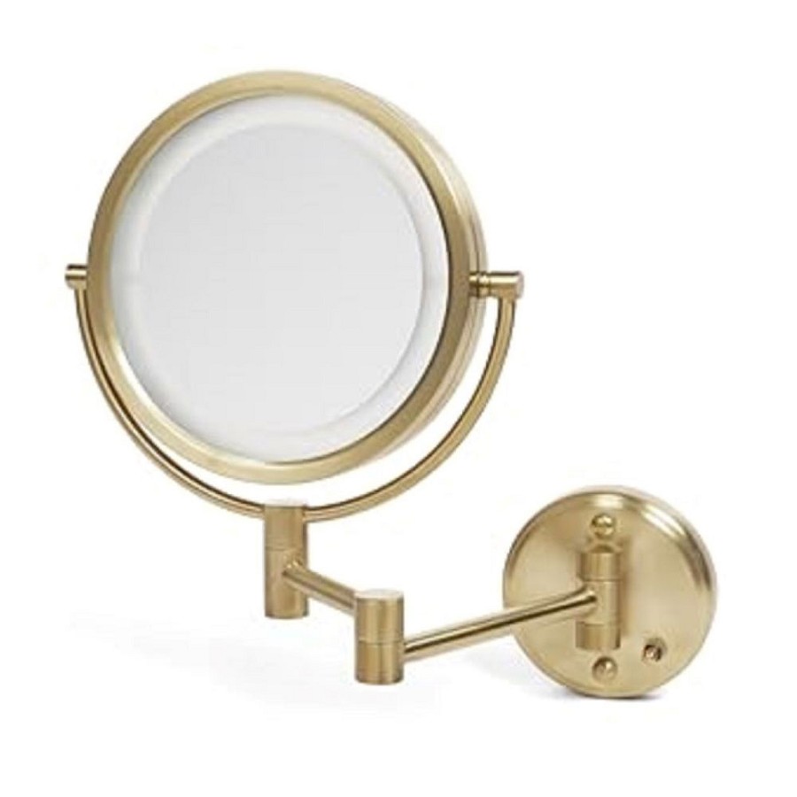 Jerdon HL88BGLD 8.5' LED Lighted Wall Mount Mirror Extends 13.5' 1X-8X Magnification Direct Wire Brushed Gold 4 Per Case Price Per Each 
