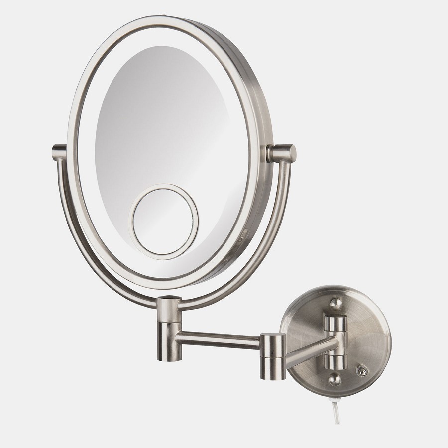 Jerdon HL9515NL Oval LED Lighted Wall Mount Mirrors 1X-10X-15X Magnification Nickel 4 Per Case Price Per Each 