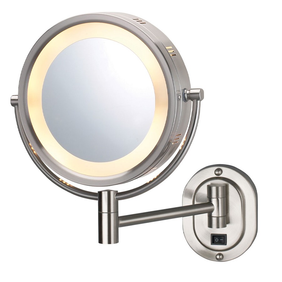 Jerdon HL165ND 8' LED Lighted Wall Mount Mirror Extends 9.5' 1X-5X Magnification Direct Wire Nickel 4 Per Case Price Per Each 