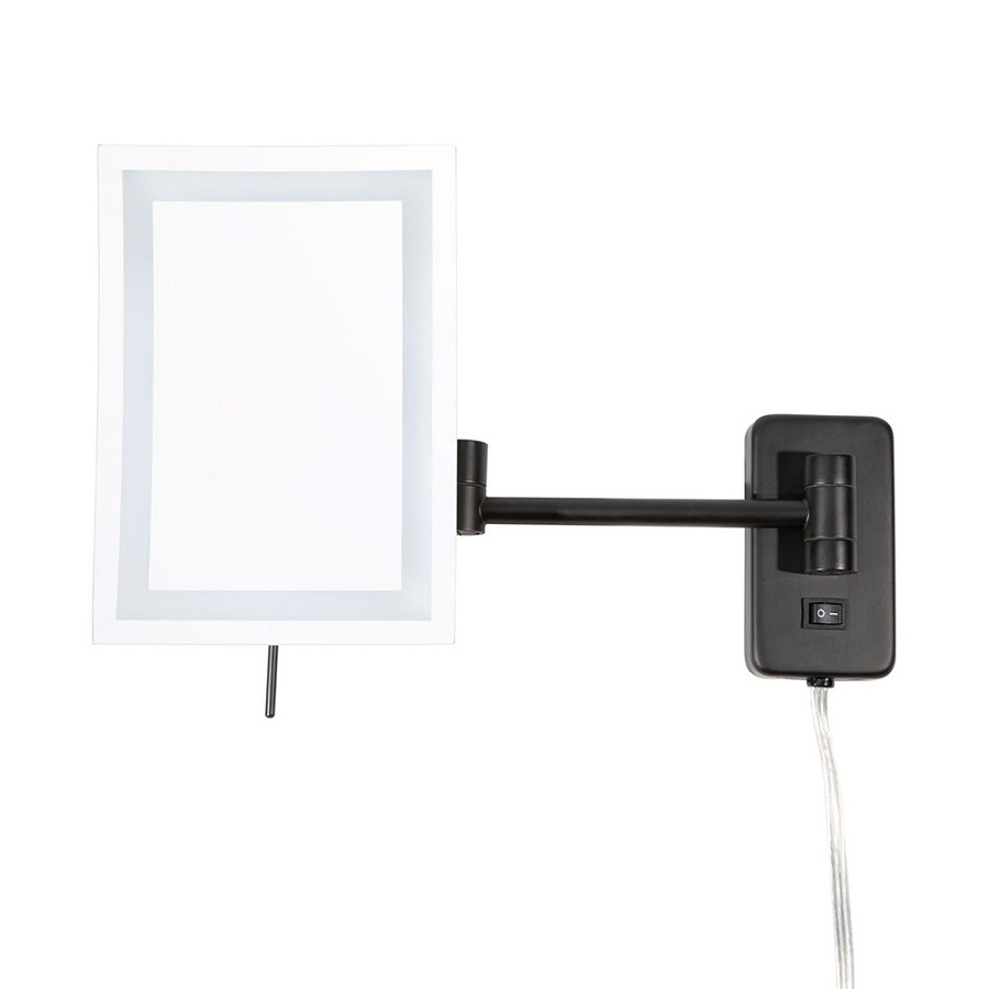Jerdon JRT710BKL 6.5'x9' LED Lighted Rectangular Wall Mount Mirror 5X Magnification Black 4 Per Case Price Per Each 