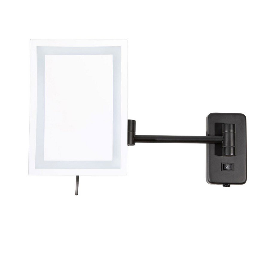 Jerdon JRT710BKLD 6.5'x9' LED Lighted Rectangular Wall Mount Mirror 5X Magnification Direct Wire Black 4 Per Case Price Per Each 