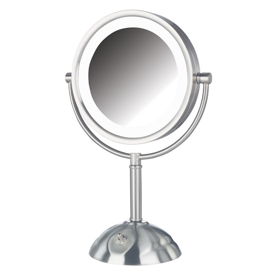 Jerdon HL8808NL 8.5' LED Lighted Tabletop Mirror 1X-8X Magnification Nickel 3 Per Case Price Per Each 