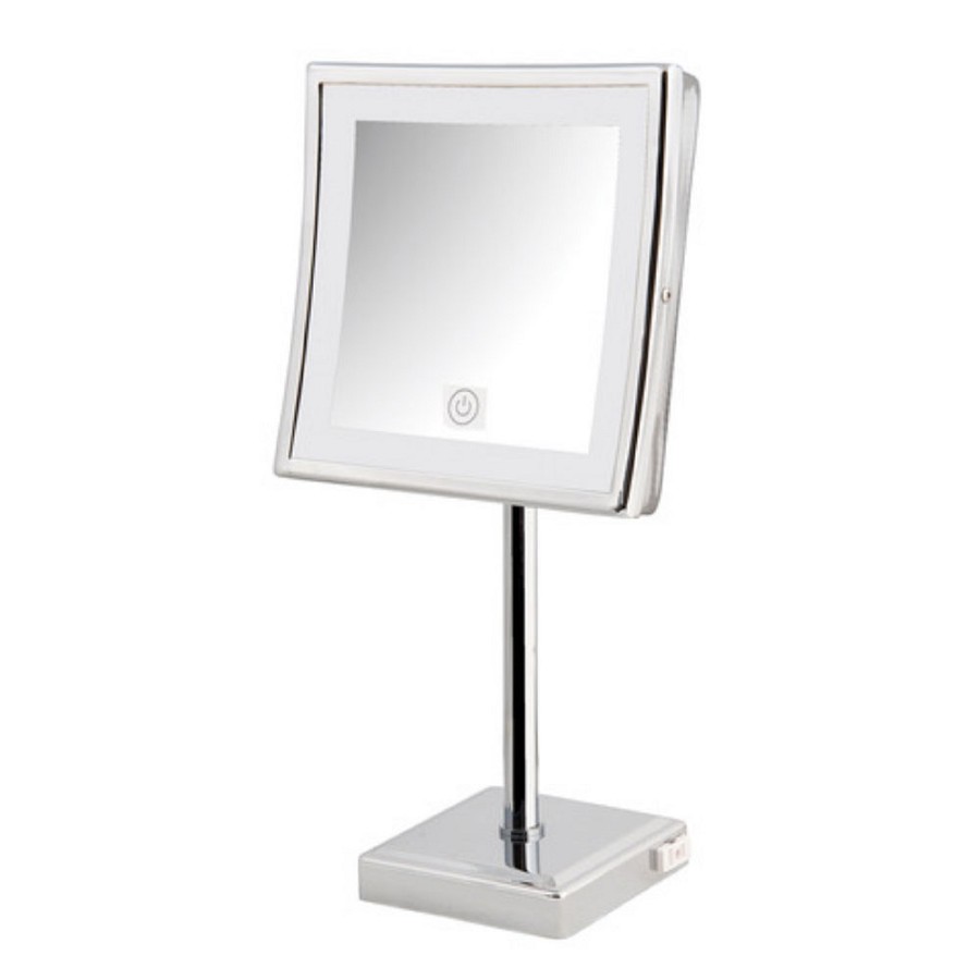 Jerdon JRT880CL 8.5' LED Lighted Tabletop Mirror 5X Magnification 16.5' Height Chrome 3 Per Case Price Per Each 