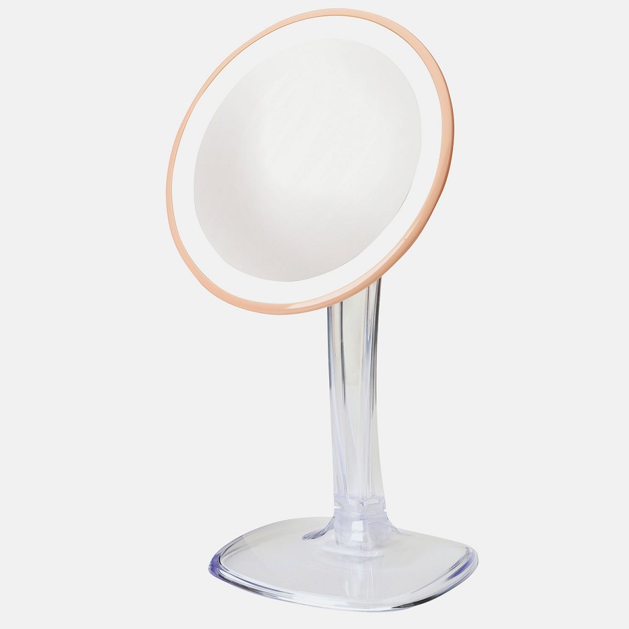 Jerdon JS725RL 7' LED Lighted Tabletop Makeup Mirror 5X Magnification Rechargeable Battery Rose Gold 4 Per Case Price Per Each 