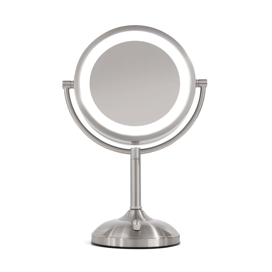 Jerdon JS8510BN 8.5' LED Lighted Tabletop Mirror 1X-10X Magnification Nickel 3 Per Case Price Per Each 
