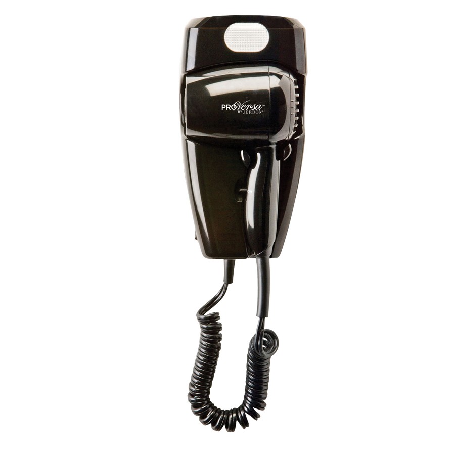 Jerdon JWM8CB ProVersa 1600 Watt Wall Mount Hair Dryer With LED Nightlight 2 Speeds/2 Heat Settings Black 6 Per Case Price Per Each 