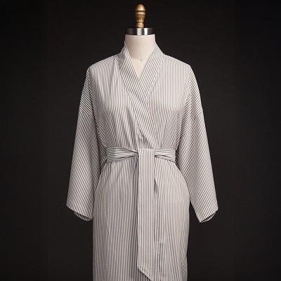 Telegraph Hill Seersucker Kimono Bathrobe 100% Microfiber Taupe 6 Per Case Price Per Each 