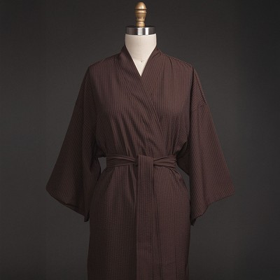 Telegraph Hill Seersucker Kimono Bathrobe 100% Microfiber Chocolate 6 Per Case Price Per Each 