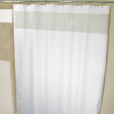 Kartri Luxor Diamond Waffle Polyester Shower Curtain With Metal Grommets & Window 72x78 White 12 Per Case Price Per Each 