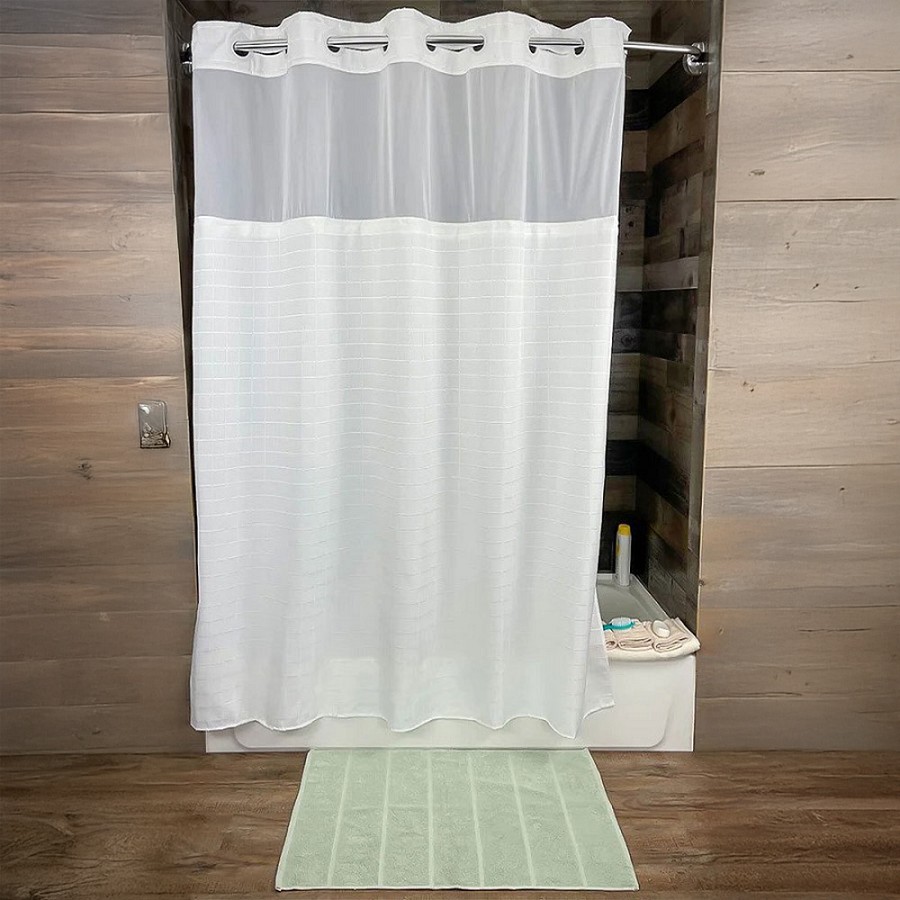 Kartri Hang2It Millennium Polyester Shower Curtain With Window & Snap Away Liner 72x77 White With White Buckles 12 Per Case Price Per Each 