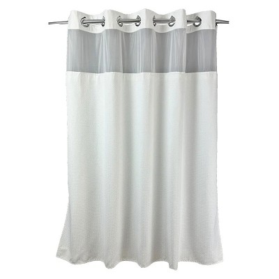 Kartri Hang2It Deluxe Waffle Shower Curtain With Window & Snap Away Liner 72x77 White/Chrome 12 Per Case Price Per Each 