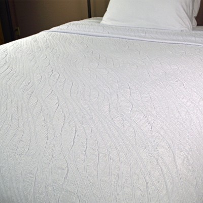 Kartri Impressions Wave Decorative Top Sheet Twin 74x98 100% Polyester White 10 Per Case Price Per Each 