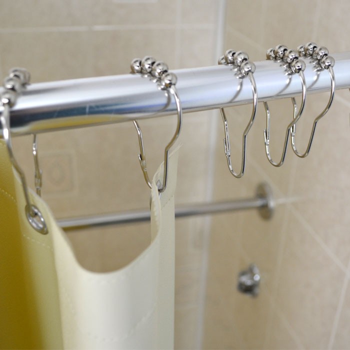 Kartri Stainless Steel Shower Curtain Hooks With 4 ABS Nickel Plated Rollers 12 Dz Per Case Price Per Dz 