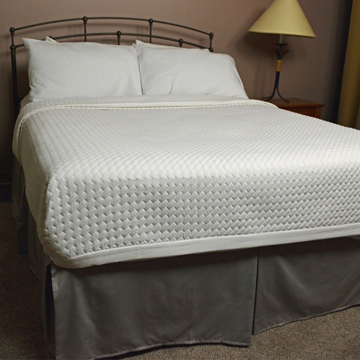 Kartri Quilted Metro Coverlet Full 90x98 100% Microfiber Polyester White 10 Per Case Price Per Each 