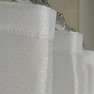 Kartri Dobbie Sparkle Polyester Shower Curtain With Sewn Eyelets 72x72 White 12 Per Case Price Per Each 