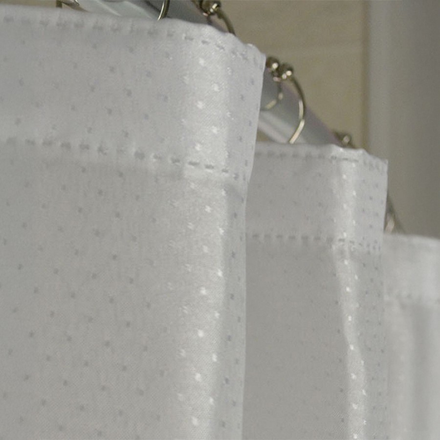 Kartri Dobbie Sparkle Polyester Shower Curtain With Sewn Eyelets 72x72 White 12 Per Case Price Per Each 