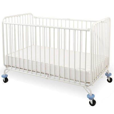 L.A. Baby Full Size Holiday Folding Metal Crib White 