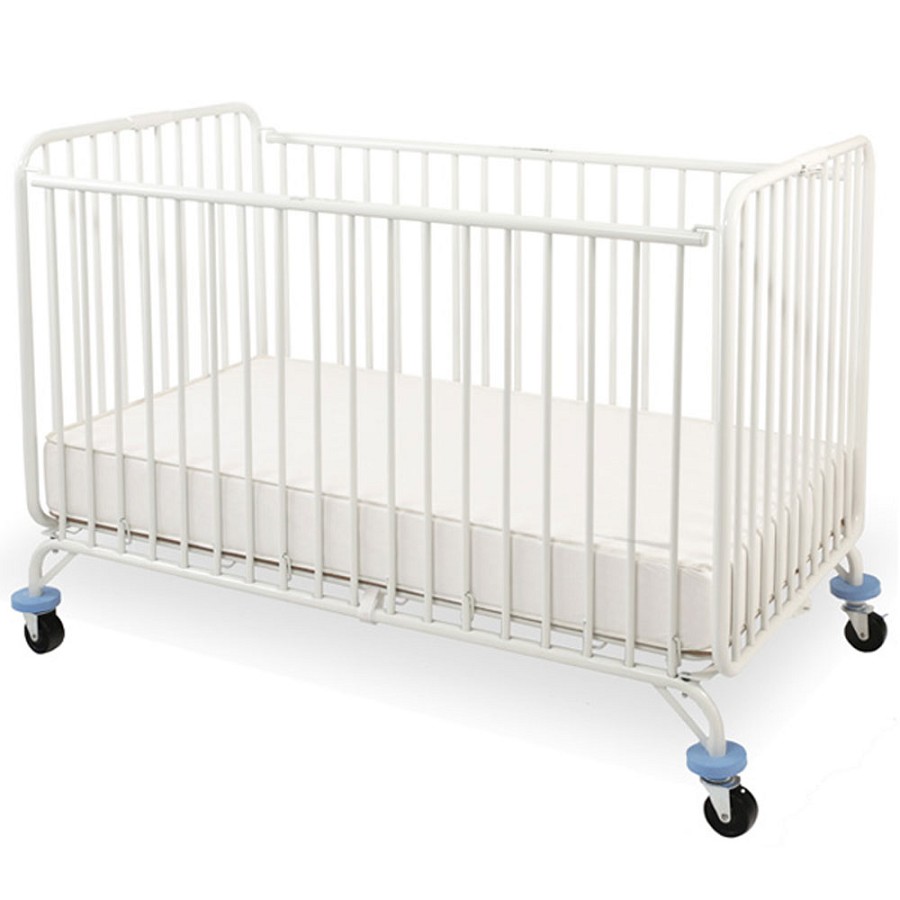 L.A. Baby Full Size Holiday Folding Metal Crib White 
