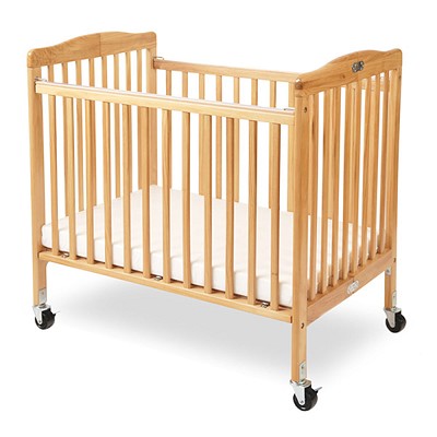 L.A. Baby The Little Wood Mini Portable Folding Crib With Mattress Natural 