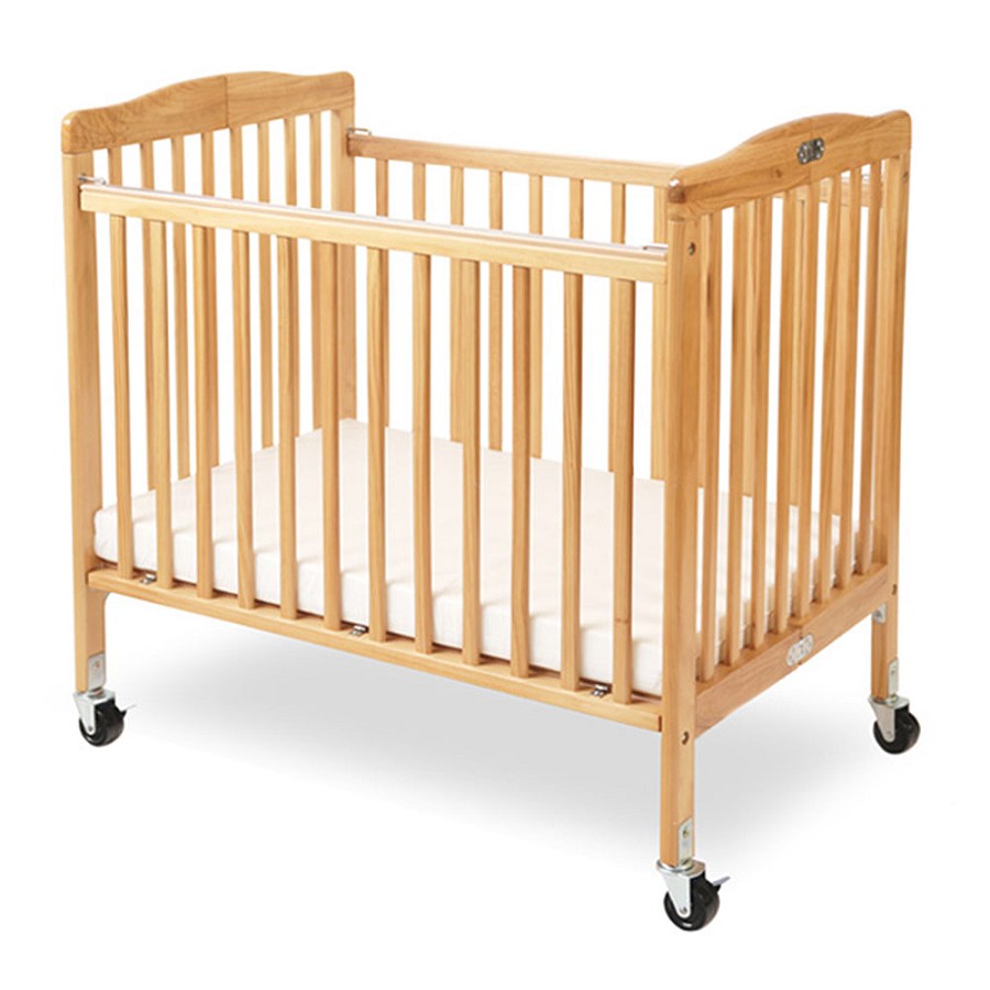L.A. Baby The Little Wood Mini Portable Folding Crib With Mattress Natural 