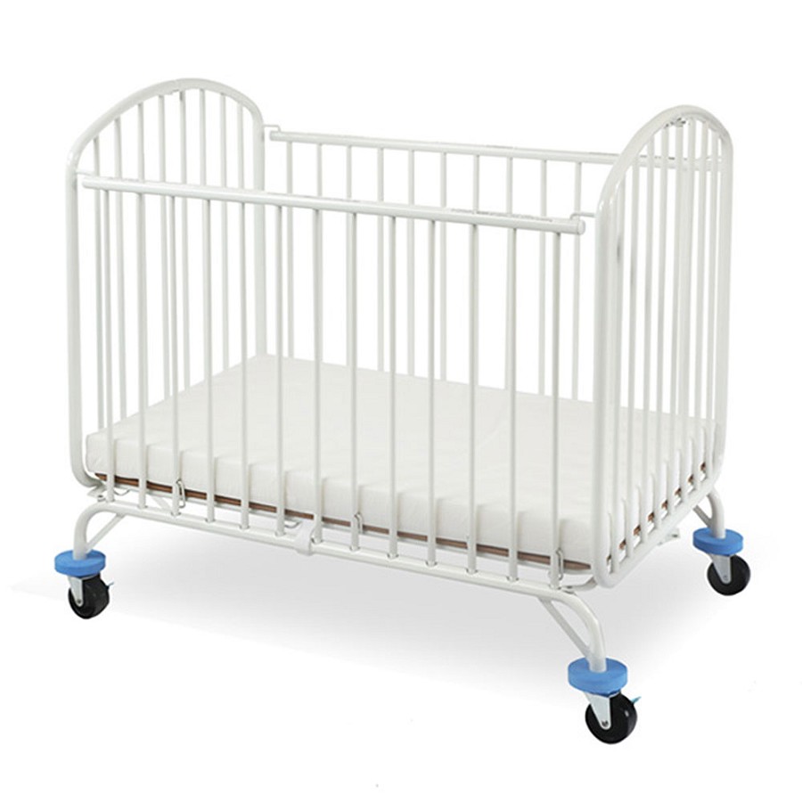 L.A. Baby The Folding Arched Mini Portable Metal Crib With Mattress White 