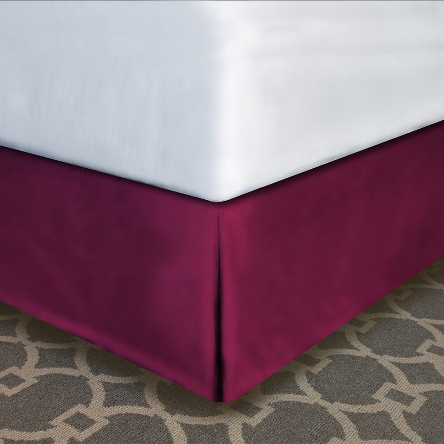 Designer Dècor Collection Pleated Modern-Fit Bedskirt For Box Spring Full 54x75x12' Bordeaux 12 Per Case Price Per Each 
