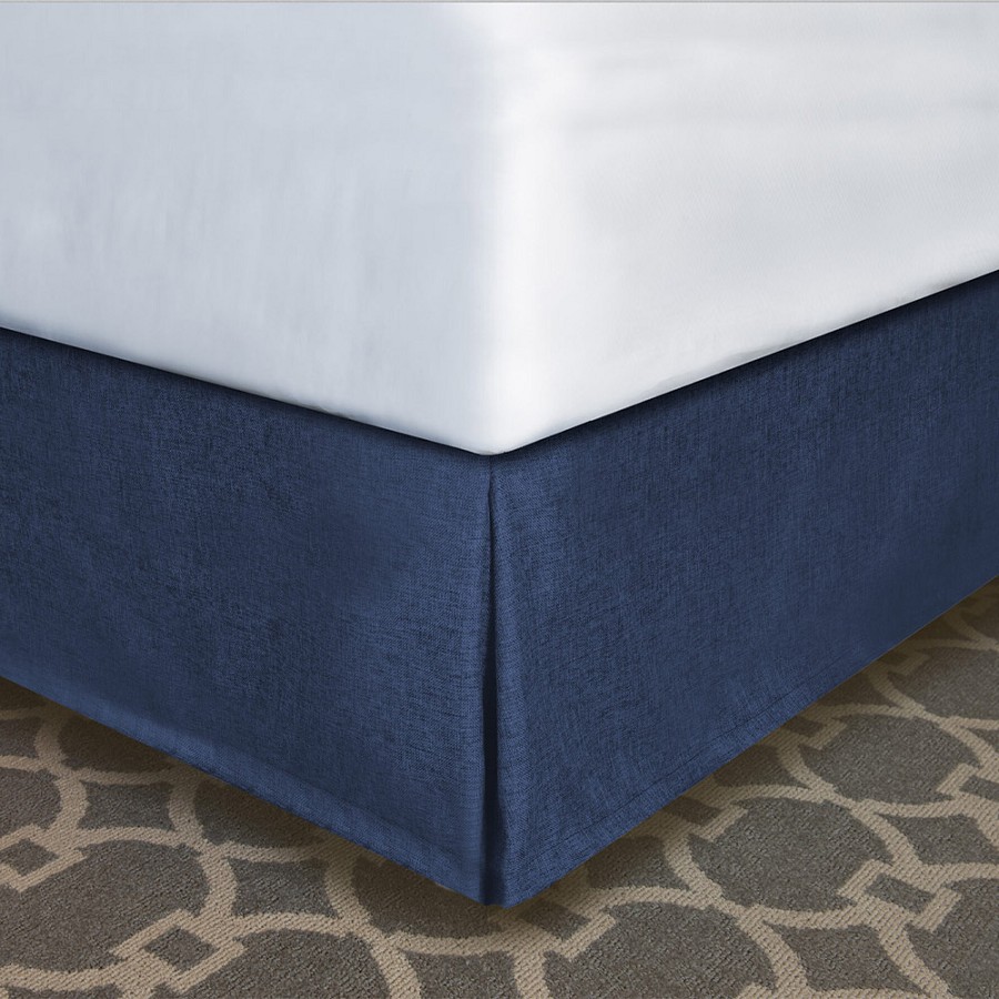 Designer Dècor Collection Pleated Modern-Fit Bedskirt For Box Spring Cal King 72x84x14' Bespoke Navy 12 Per Case Price Per Each 