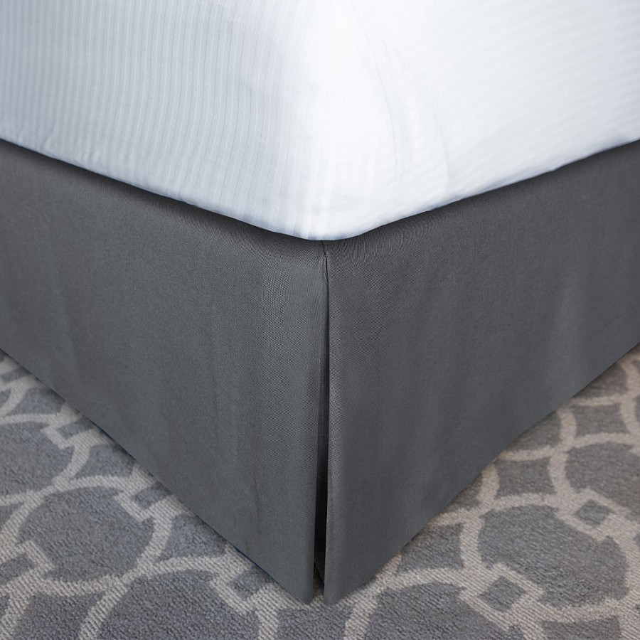 Designer Dècor Collection Pleated Modern-Fit Bedskirt For Box Spring Full 54x75x12' London Gray 12 Per Case Price Per Each 