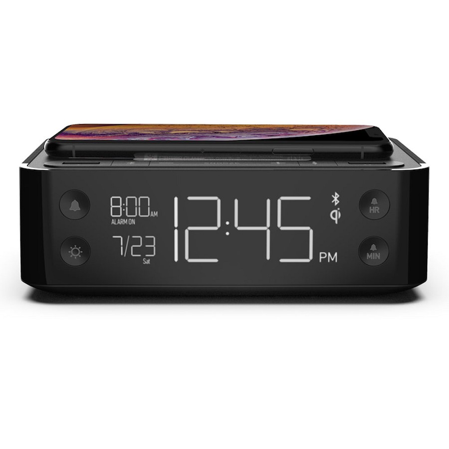 Station A All-in-One Wellness Clock, Charging Station, Bluetooth Speaker, Relaxation Sounds With USB-A + USB-C + Qi Wireless Black 10 Per Case Price Per Each 