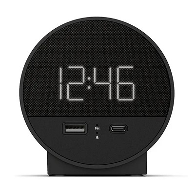 Station O Small Designer Alarm Clock, Charger With USB-A + USB-C Charging Ports Black 10 Per Case Price Per Each 