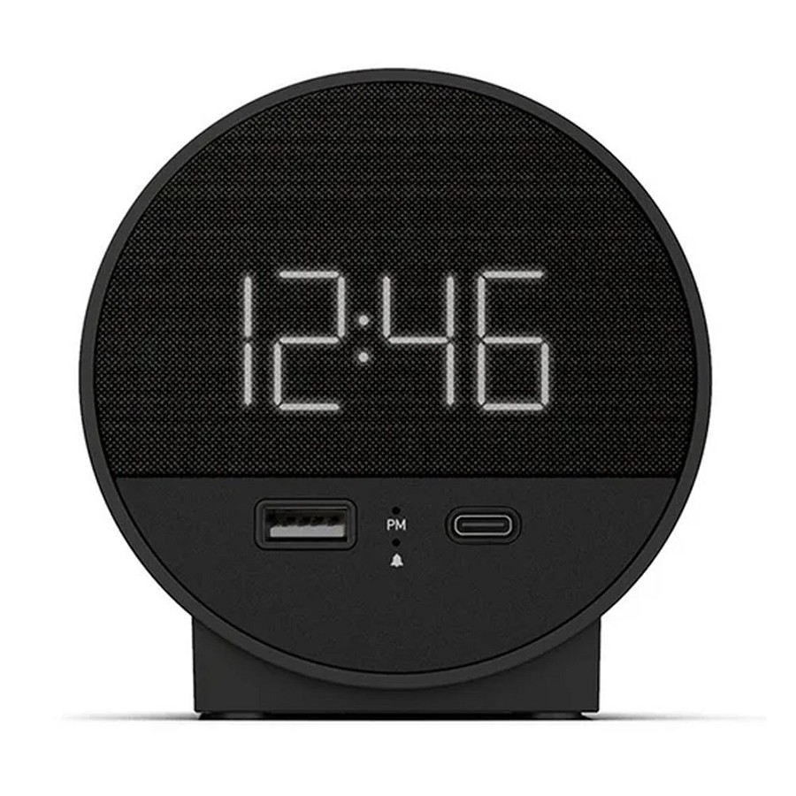 Station O Small Designer Alarm Clock, Charger With USB-A + USB-C Charging Ports Black 10 Per Case Price Per Each 