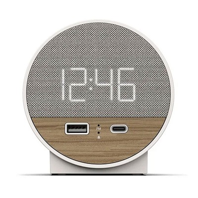 Station O Small Designer Alarm Clock, Charger With USB-A + USB-C Charging Ports Walnut Weave 10 Per Case Price Per Each 