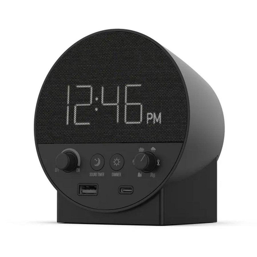 Station R Wellness Clock Sound Machine & Charging Station With USB-A + USB-C Black 10 Per Case Price Per Each 