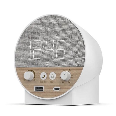 Station R Wellness Clock Sound Machine & Charging Station With USB-A + USB-C White/Ash 10 Per Case Price Per Each 