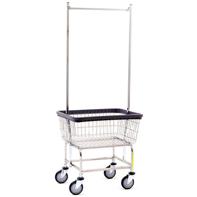 R&B Standard Wire Laundry Cart With Double Pole Rack 