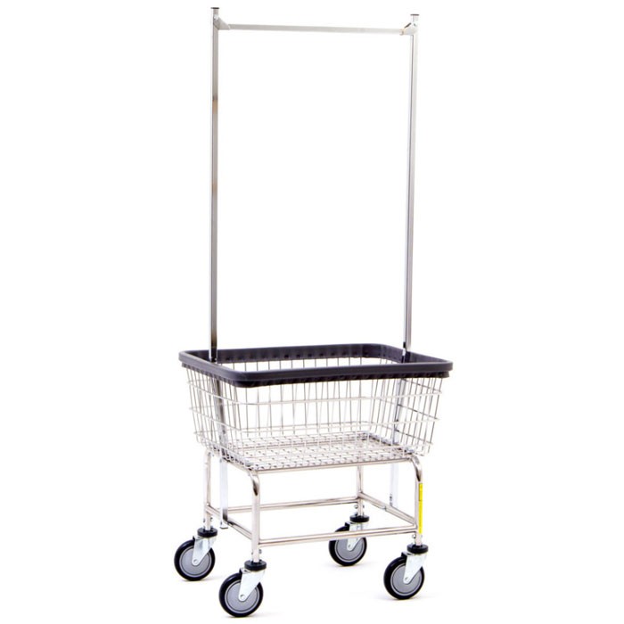 R&B Standard Wire Laundry Cart With Double Pole Rack 