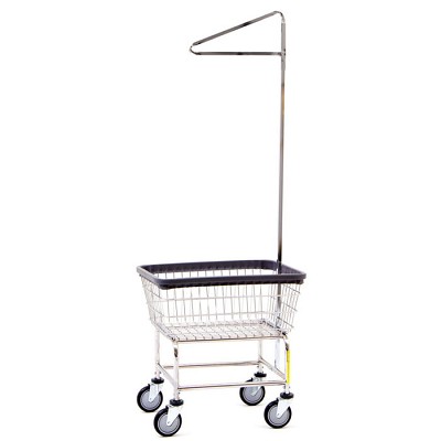 R&B Standard Wire Laundry Cart With Single Pole Rack 