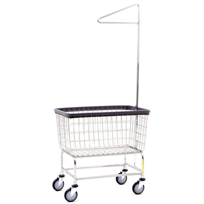 R&B Large Capacity Laundry Cart With Single Pole Rack Chrome 
