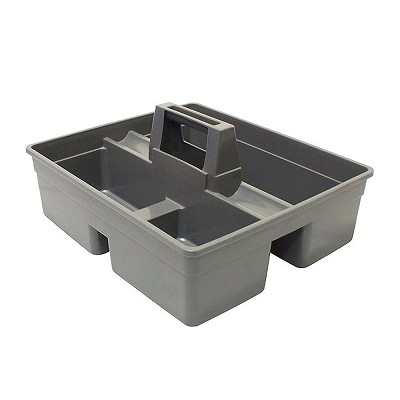 Gray Plastic 3-Compartment Cleaning Janitorial Cart Caddy 15 Per Case Price Per Case 