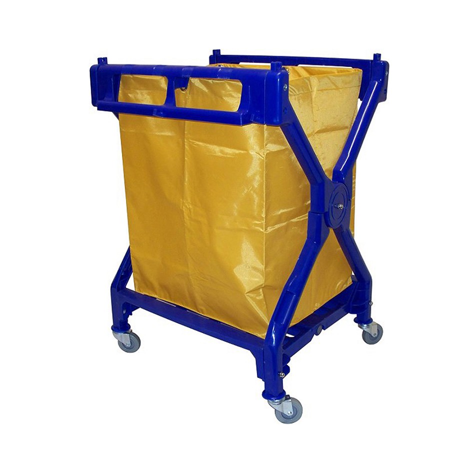 X-Shape Laundry Cart with Yellow Vinyl Bag 