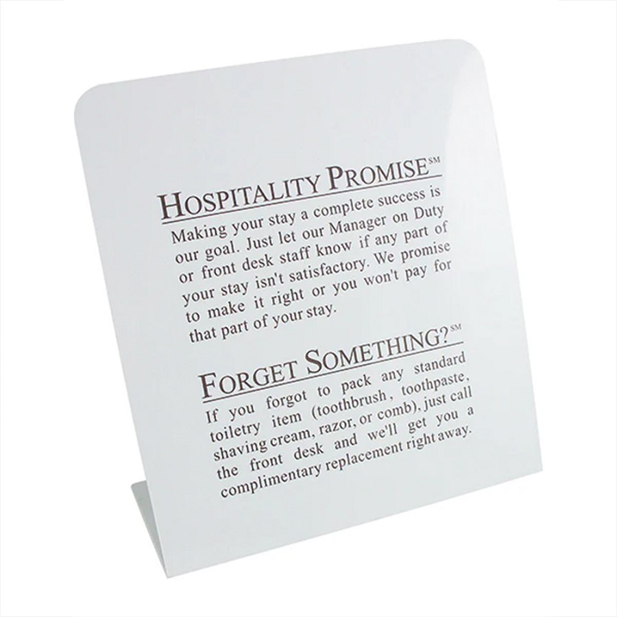 Hospitality Promise - Forget Something Sign Combo L Shape 100 Per Case Price Per Case 
