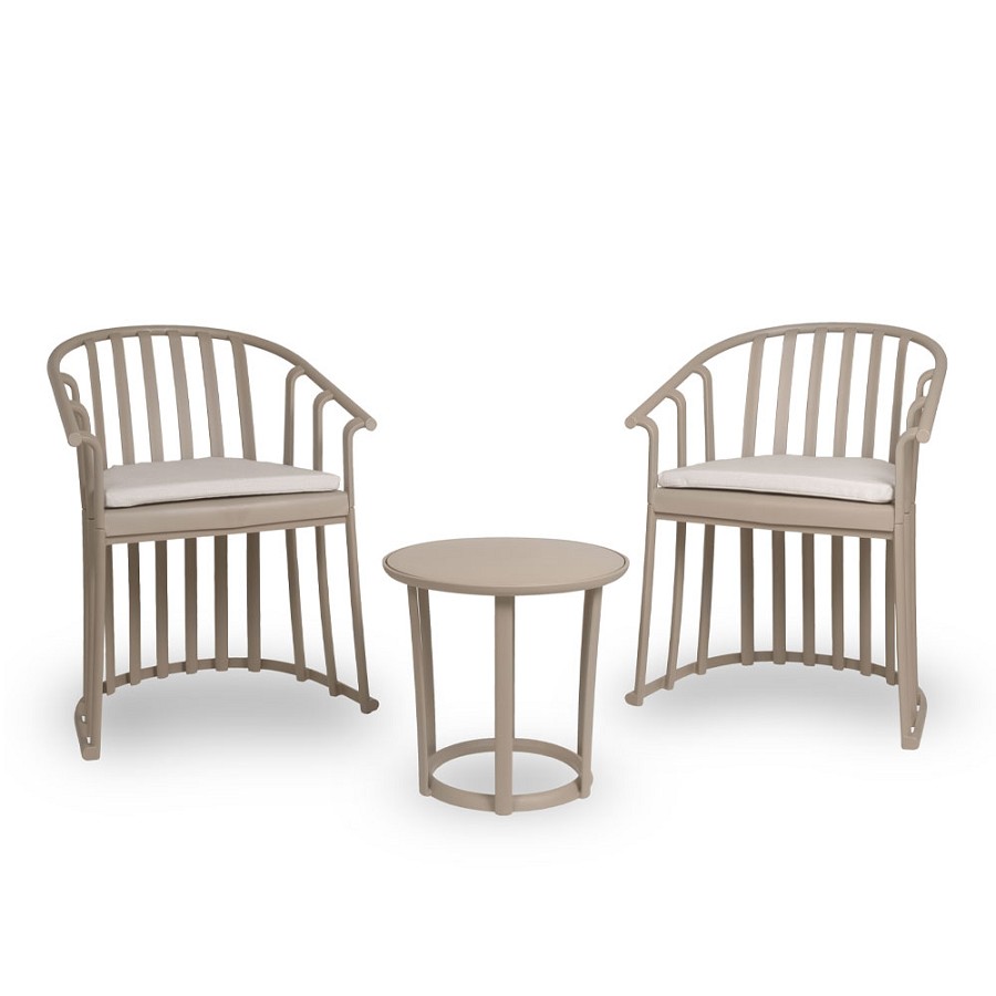 Resol Raff Set 2 Armchairs & Table Sand With Hazelnut Cushions 