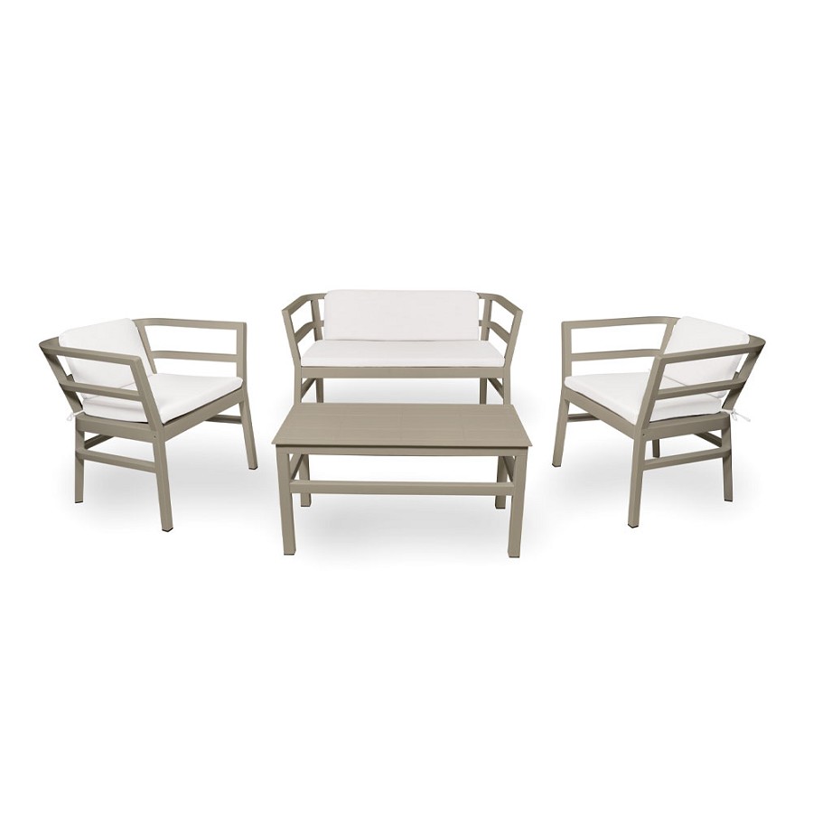 Resol Click Clack Set 2 Armchairs & Double Sofa Sand With Hazelnut Cushions 