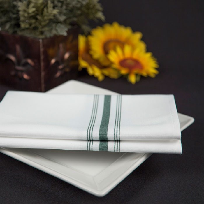 Riegel Premier Bistro Stripe 100% Spun Polyester Napkins 18x22 Forest Green Stripe 6 Dz Per Case Price Per Dz 
