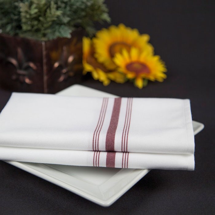 Riegel Premier Bistro Stripe 100% Spun Polyester Napkins 18x22 Red Stripe 6 Dz Per Case Price Per Dz 