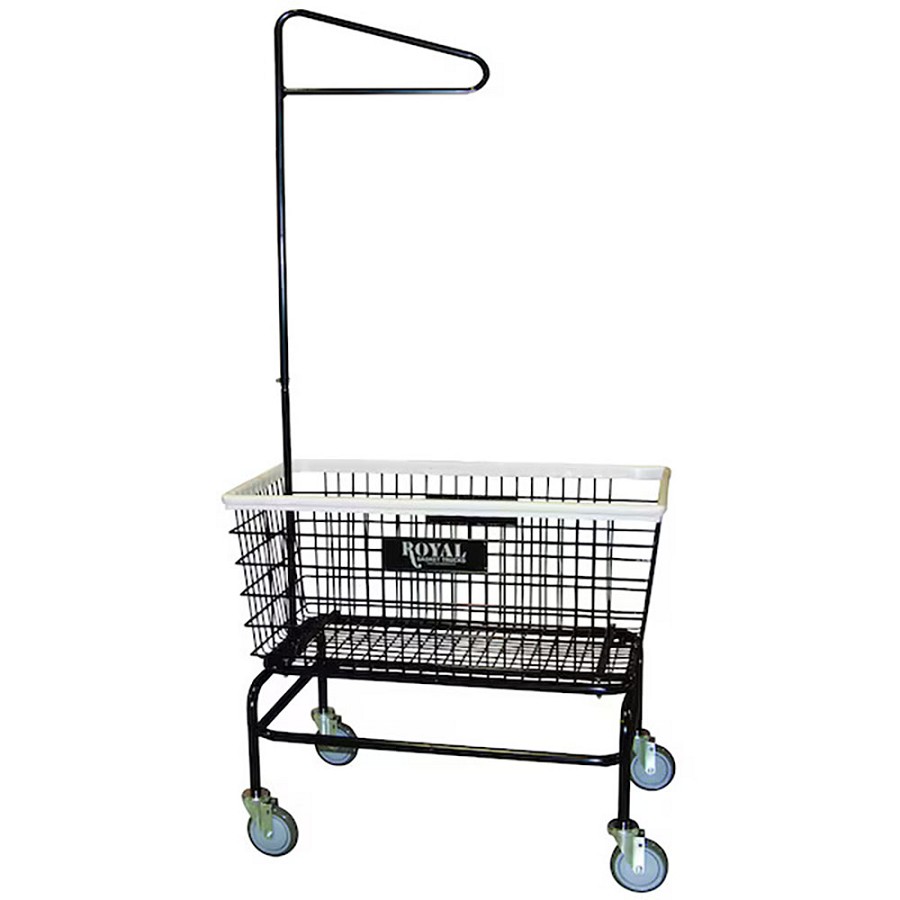 Royal Basket Large Basket Wire Laundry Cart With Single Hanger 