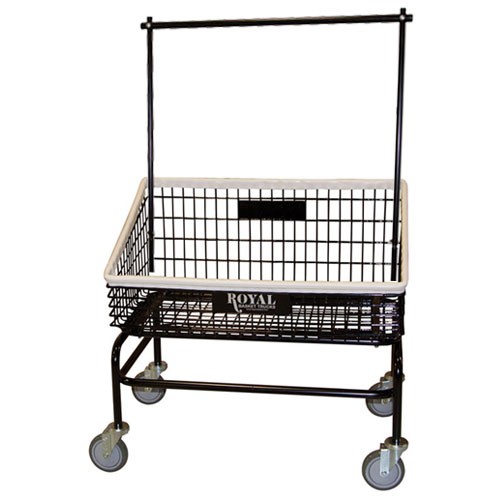 Royal Basket Tapered Front Basket Wire Laundry Cart With Double Hanger 
